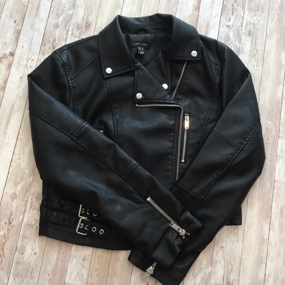 New Look ASOS Black Cropped Leather Jacket - Picture 3 of 12